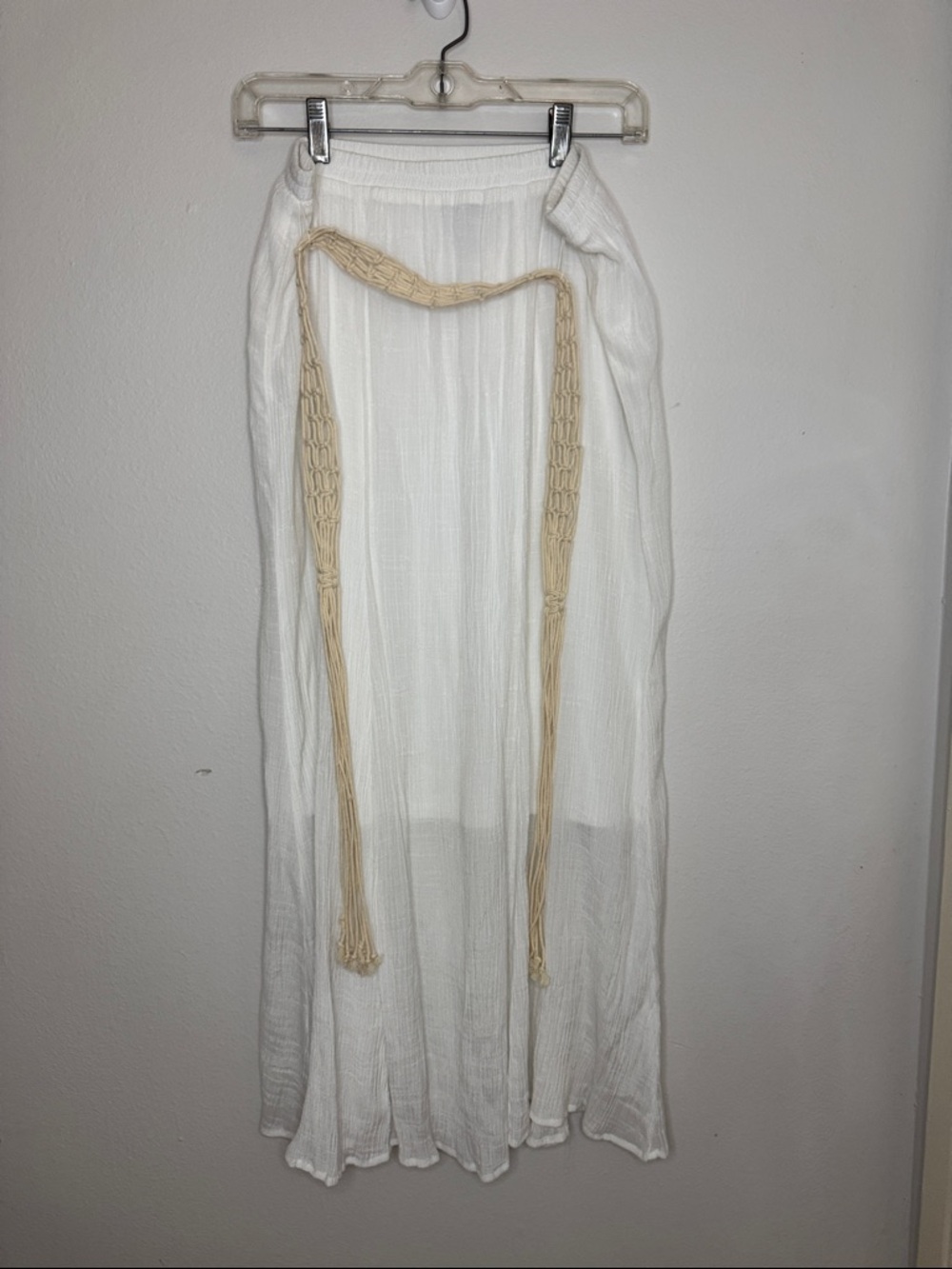Alyx White Maxi Skirt with Beige Macramé Tie
